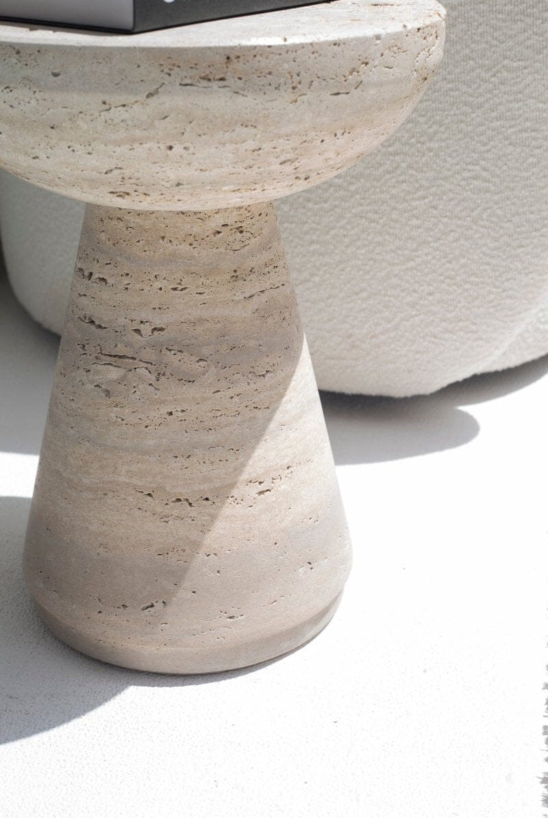 Aletea Solid Travertine Side Table (2 Sizes)