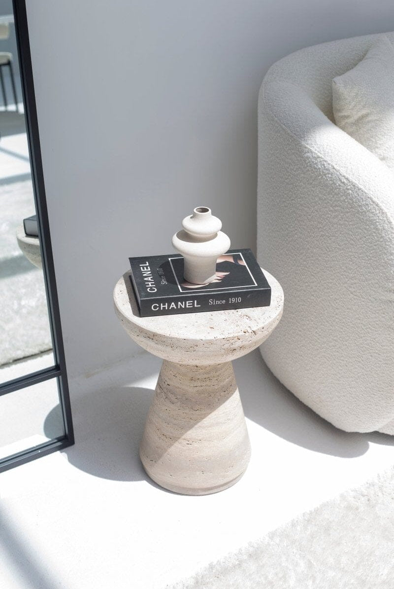 Aletea Solid Travertine Side Table (2 Sizes)