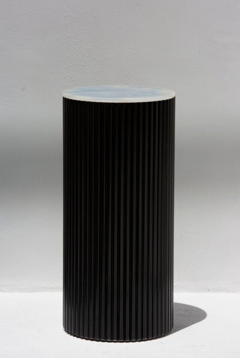 Alora Black Wooden Plinth With Blue Onyx Top