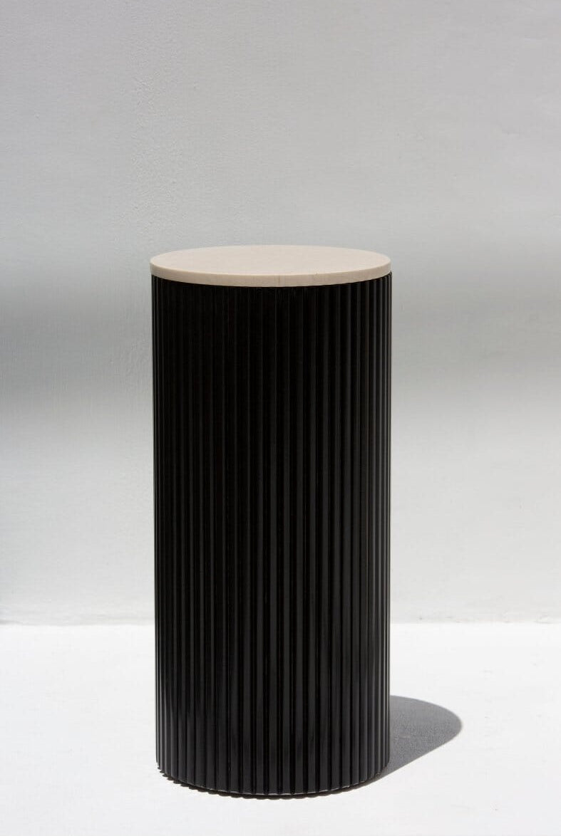 Alora Black Wooden Plinth With Crema Marfil Top