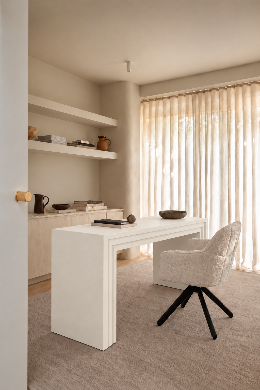 Amelie Off White Grit Microconcrete Desk