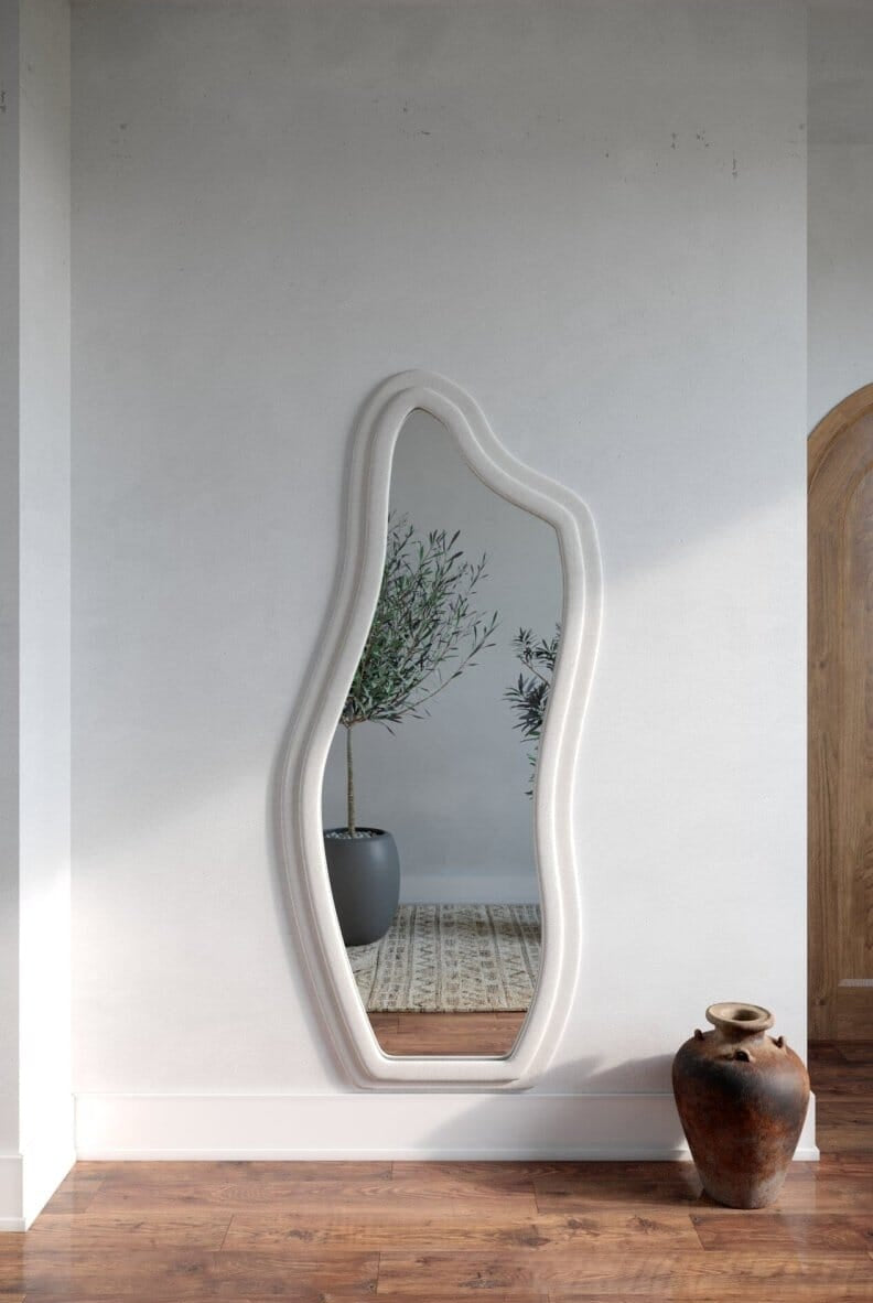 Hilda Off White Flannelette Fr Irregular Wall Mirror Homekode