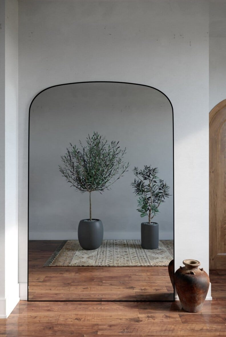 Stella Black Flat Arch Mirror (2 Sizes) Mirrors Homekode