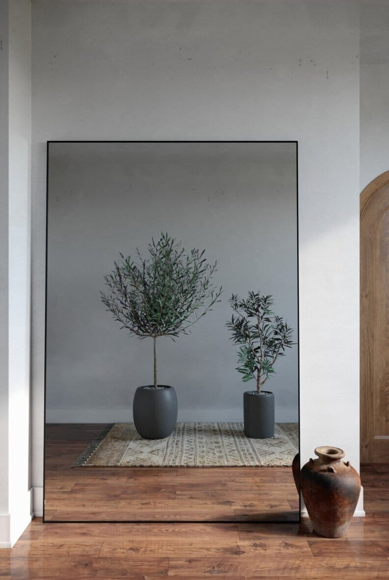 Zara Full Length Black Rectangular Large Metal Mirror (4 Sizes) Homekode 210x140 CM