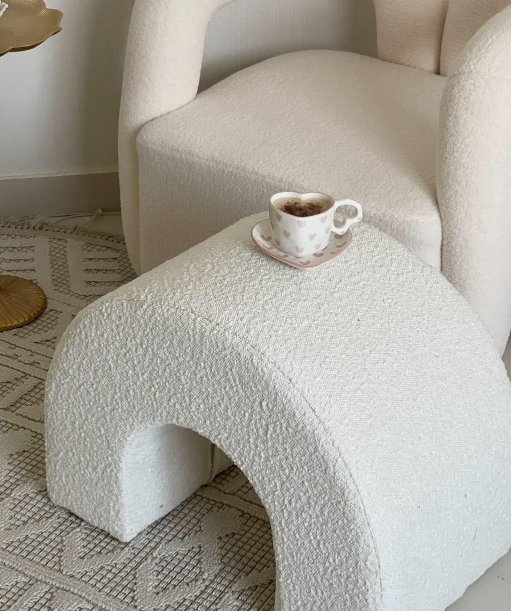 Arch Boucle Pouf r Ottoman (60x45 CM) Homekode