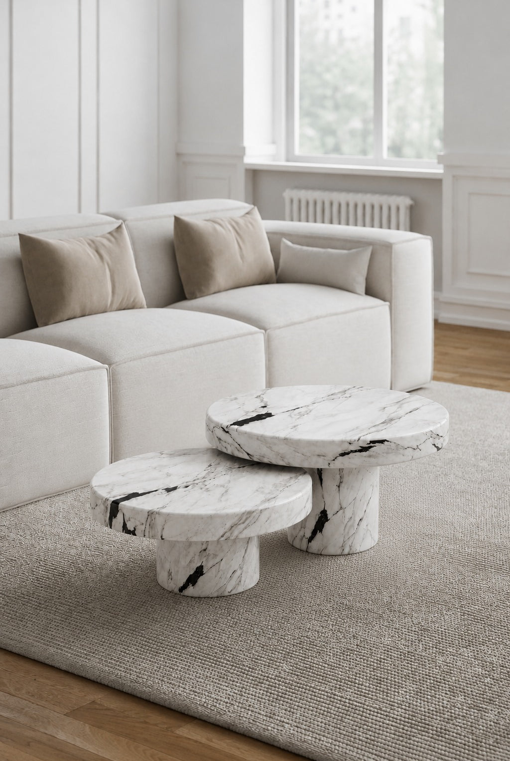 Arezzo Viola White Marble Nesting Coffee Table