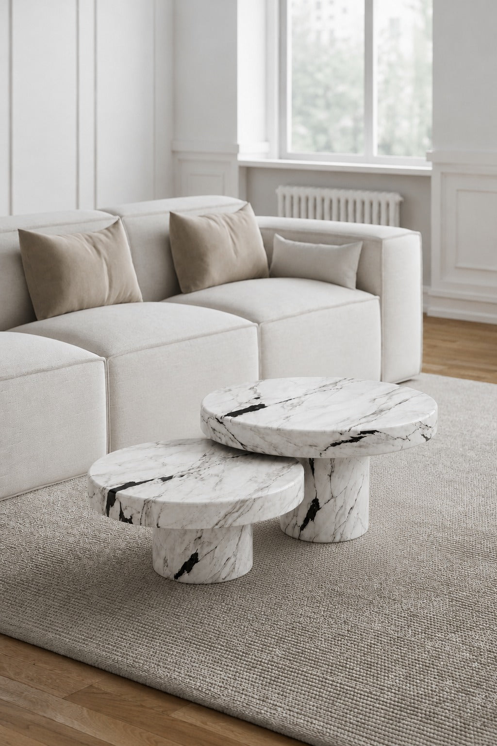 Arezzo Viola White Marble Nesting Coffee Table
