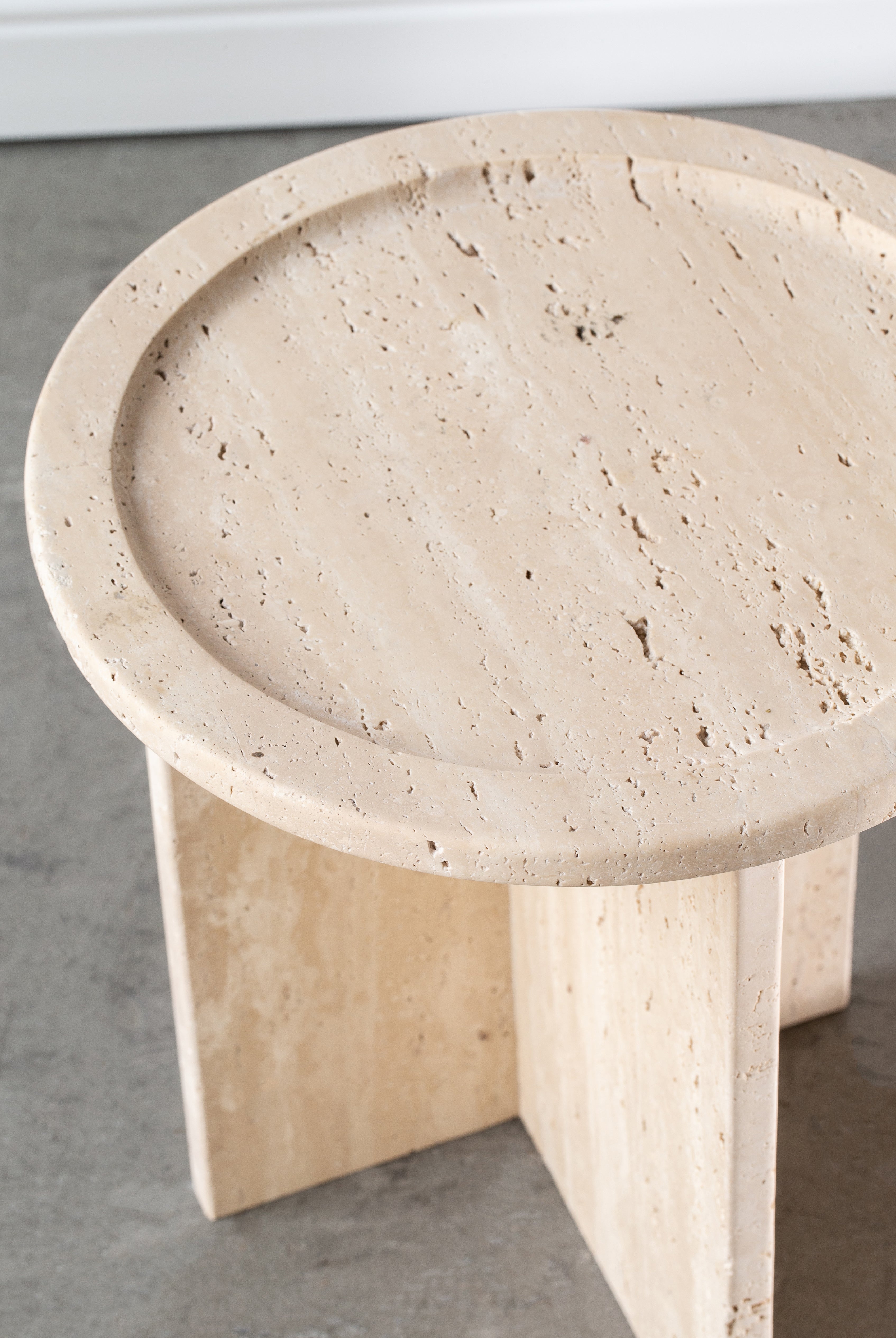 Aria Round Top Travertine Side Table