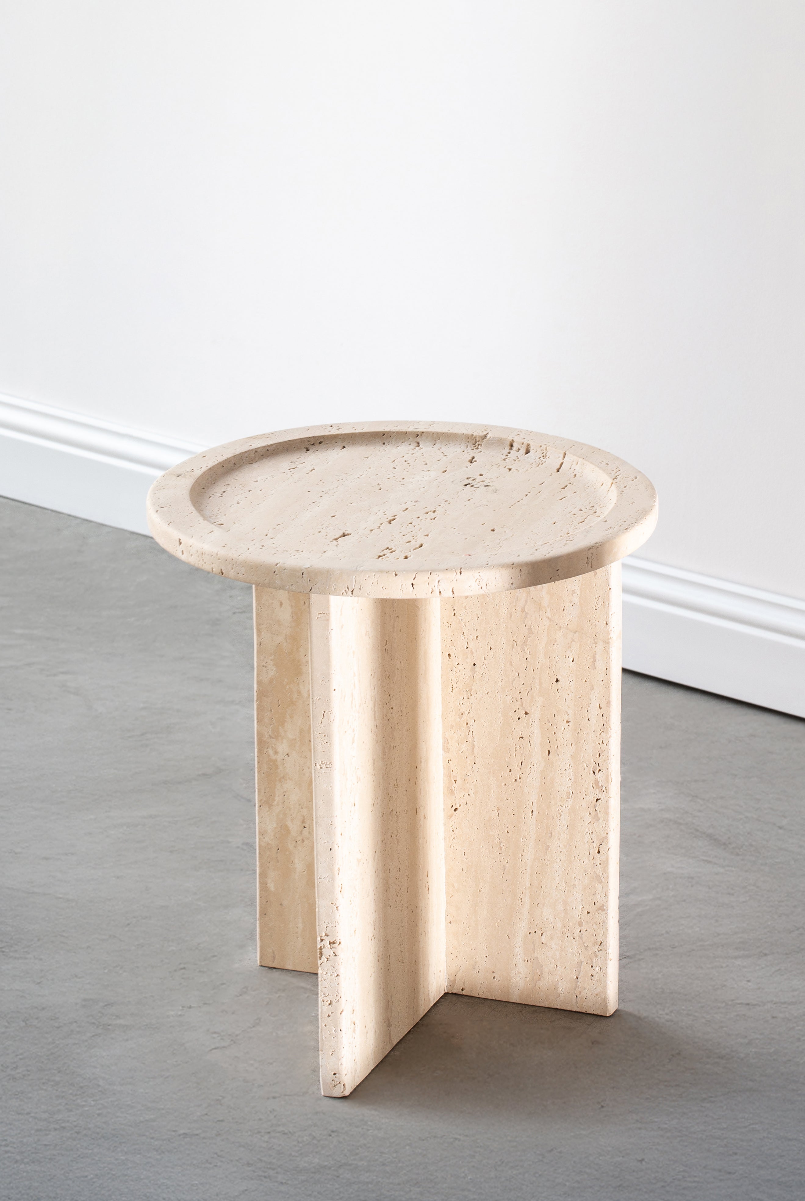 Aria Round Top Travertine Side Table