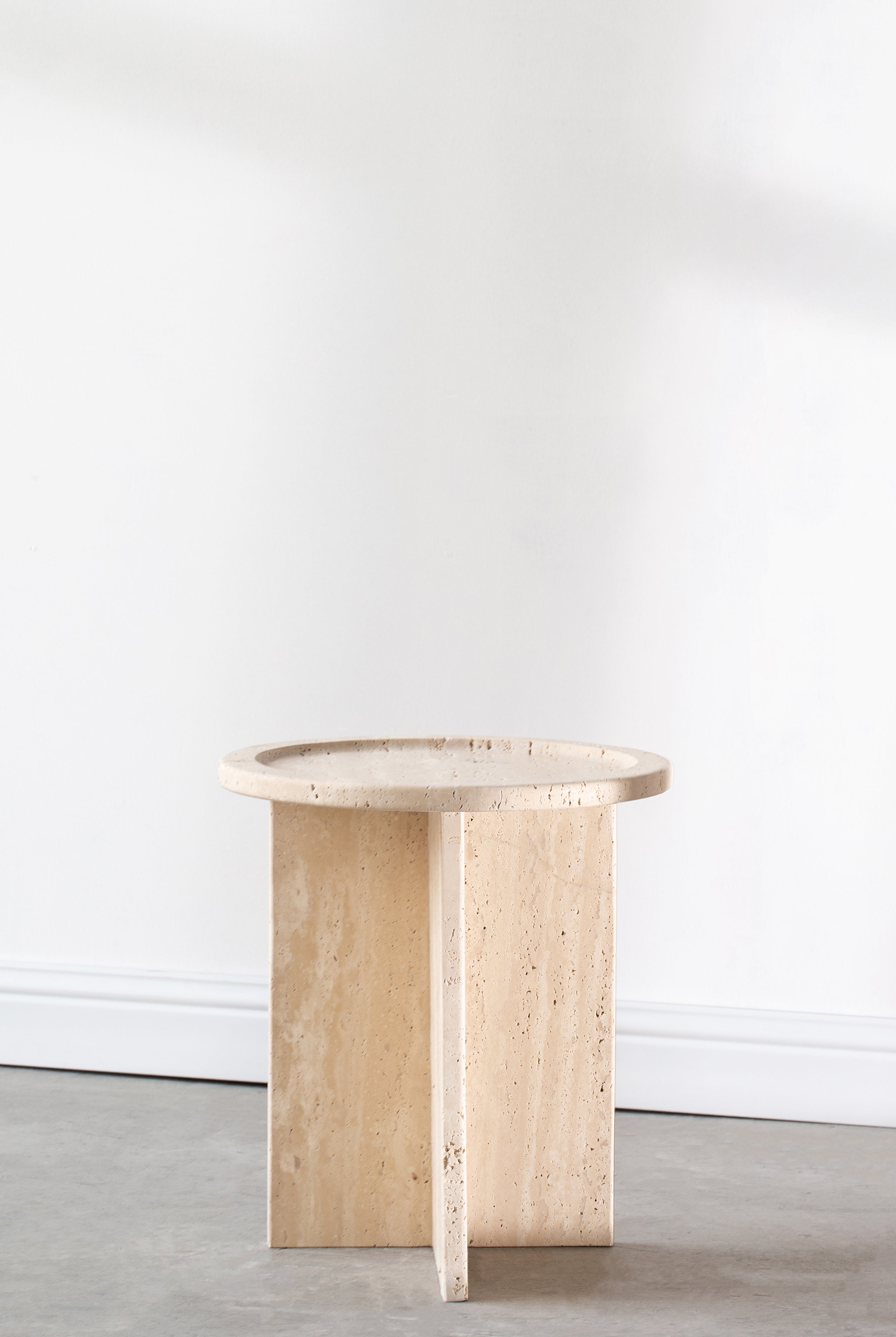 Aria Round Top Travertine Side Table