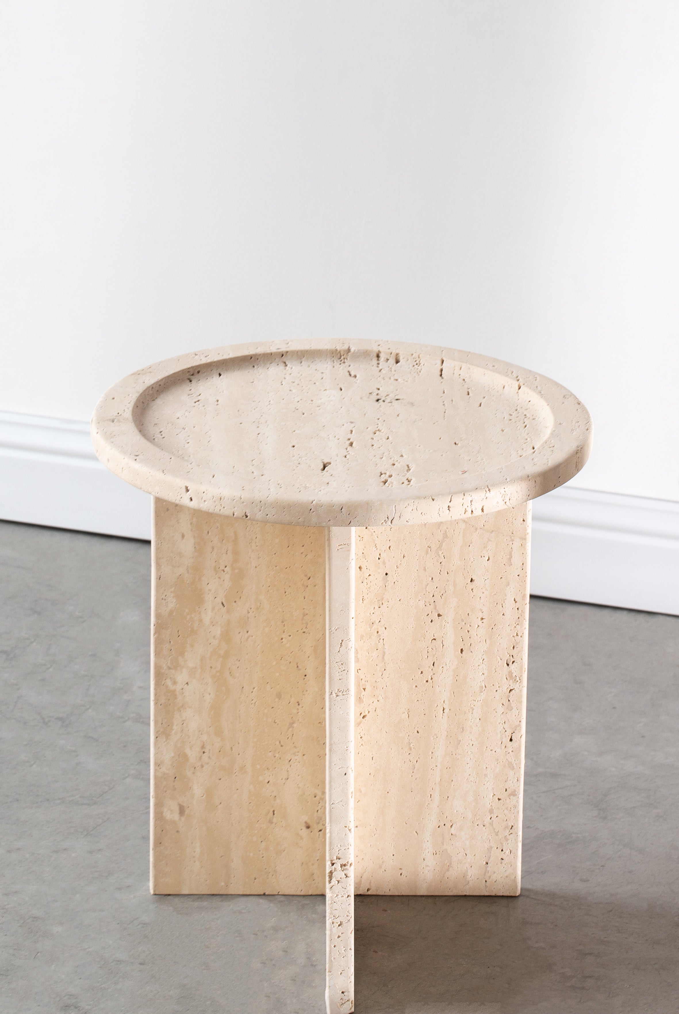 Aria Round Top Travertine Side Table