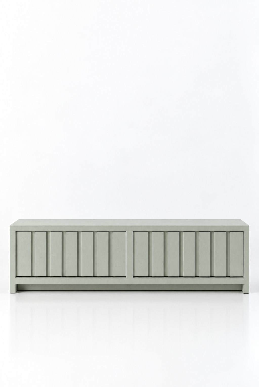 Arqen Pistachio Green Microconcrete Wide Fluted Shoe Cabinet