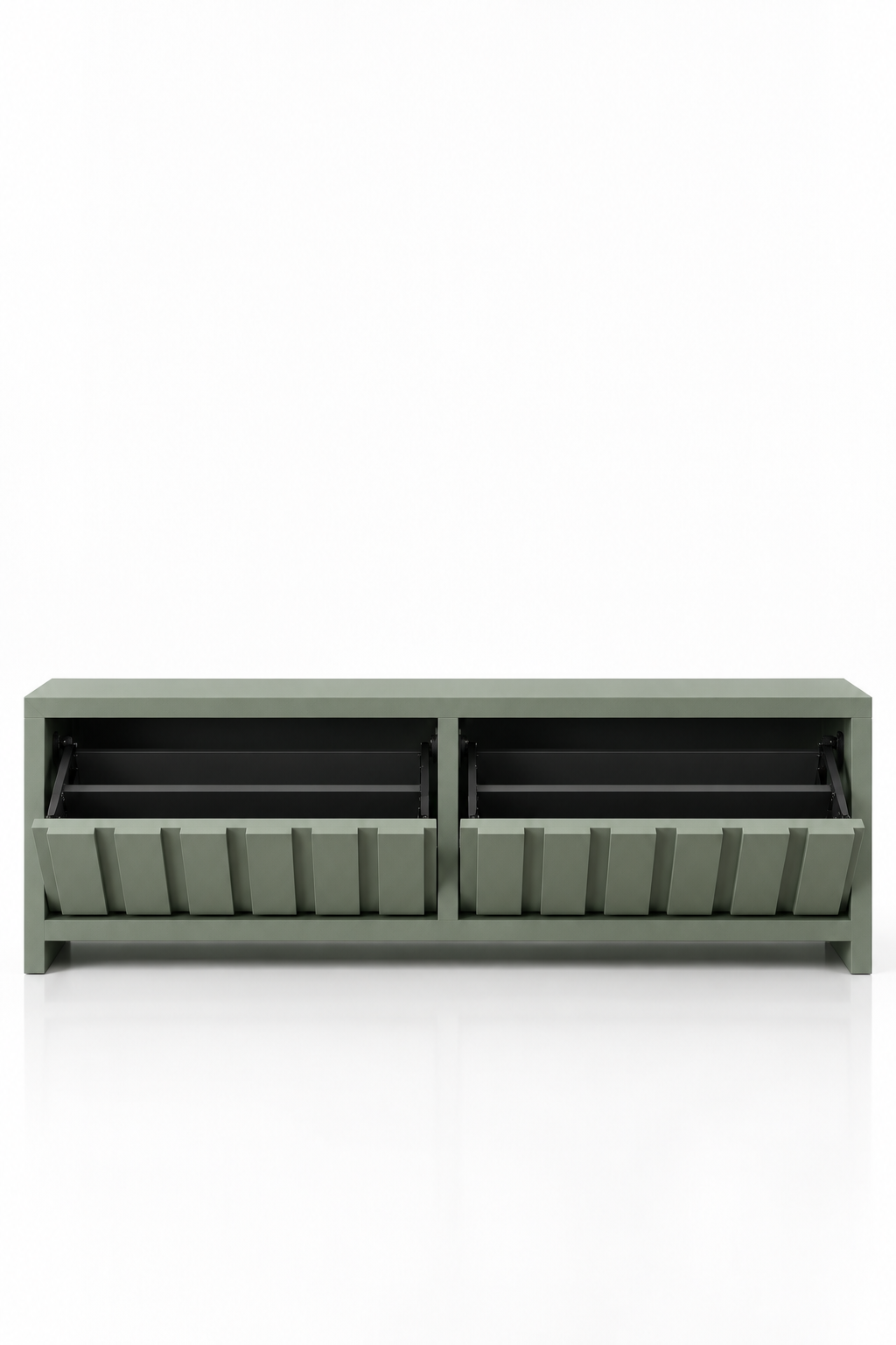 Arqen Sage Green Microconcrete Wide Fluted Shoe Cabinet