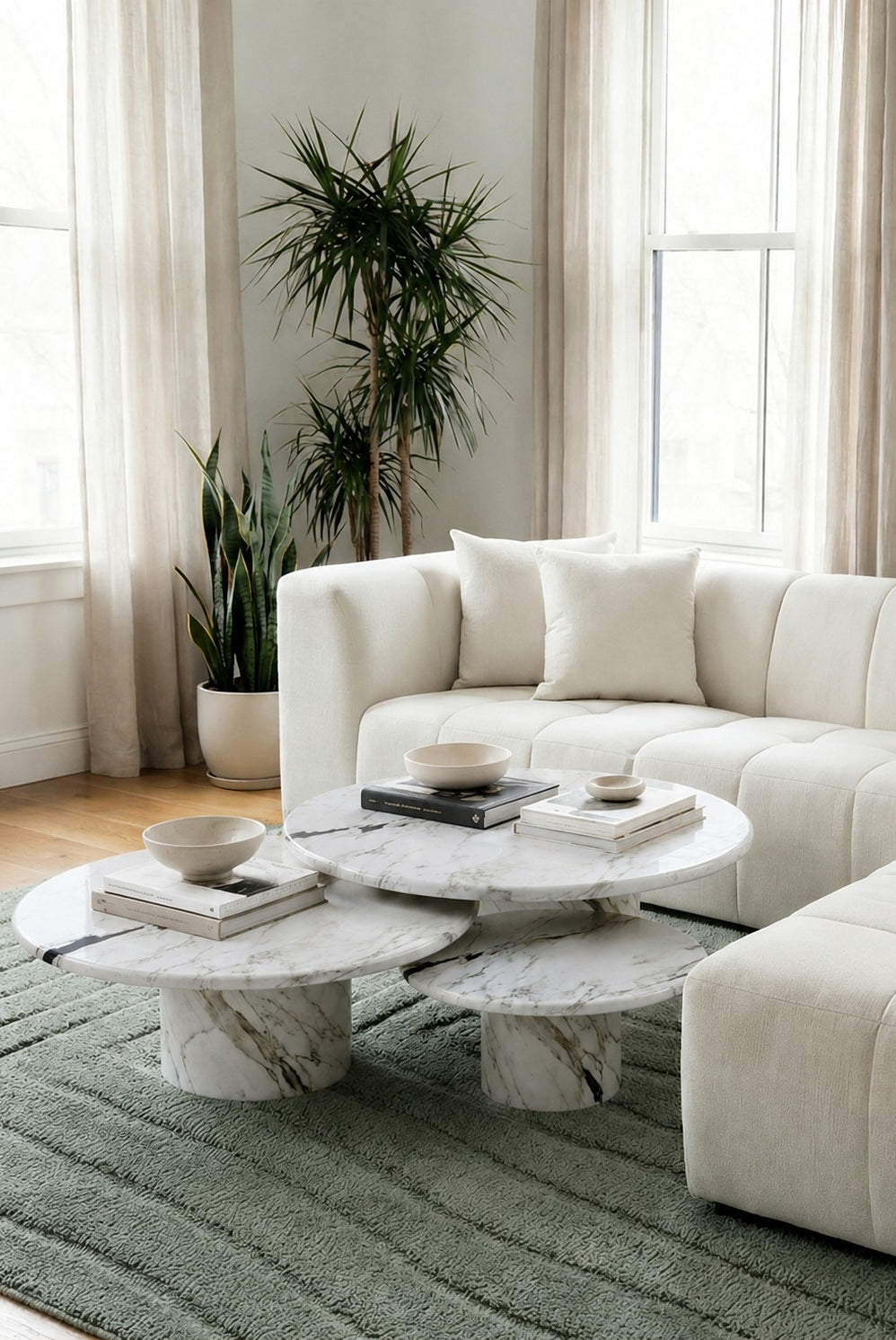 Ava Viola White Round Top Coffee Tables