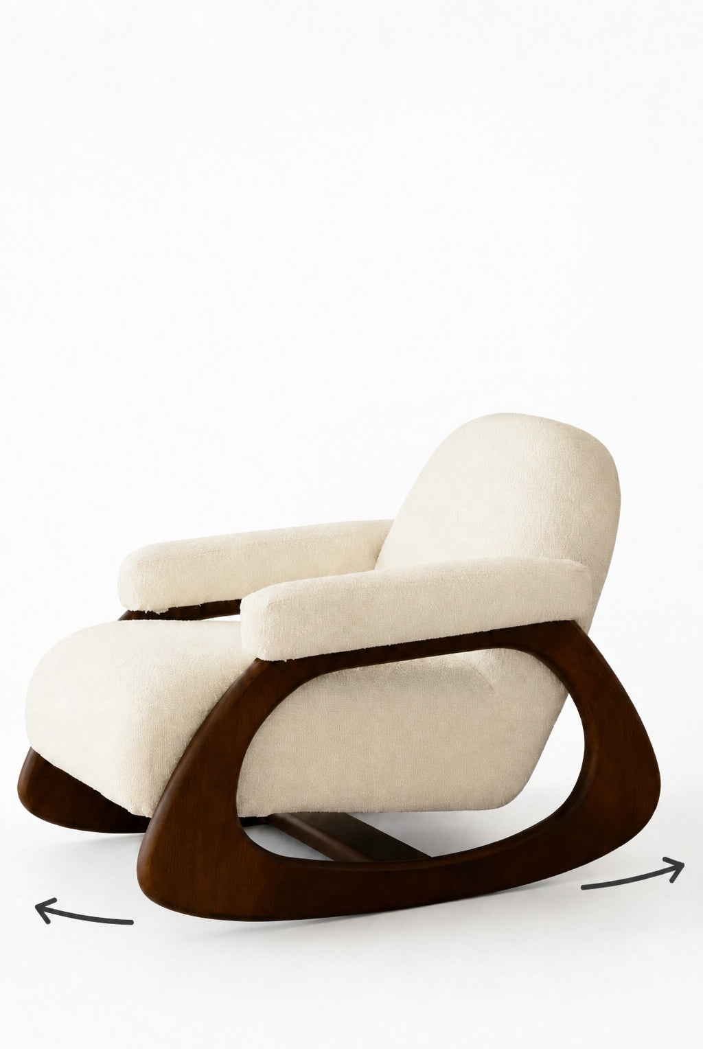 Aviora Off White Boucle Wooden Rocking Chair