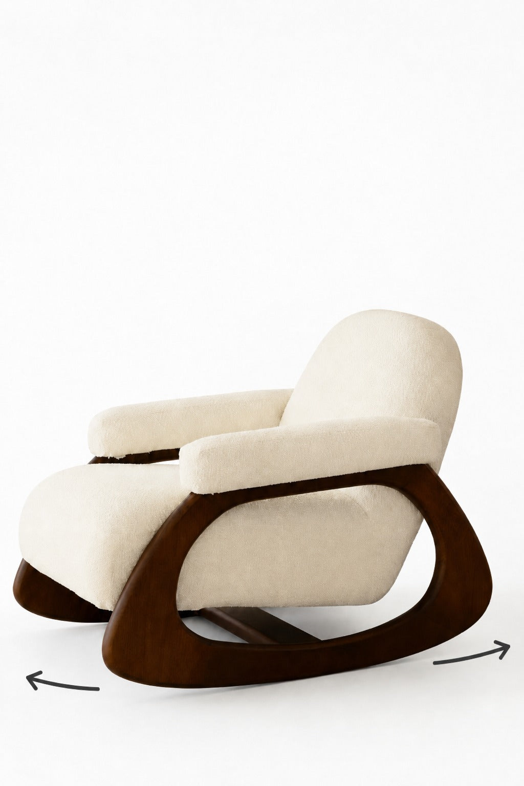 Aviora Off White Boucle Wooden Rocking Chair