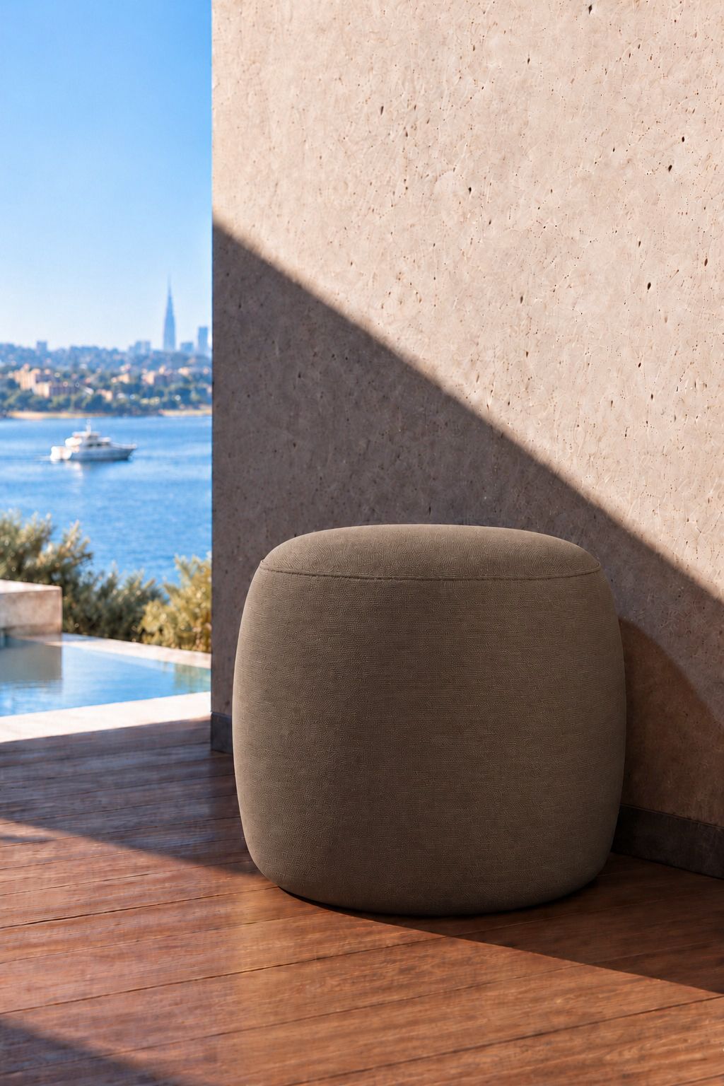 Avyren Brown Outdoor Pouf