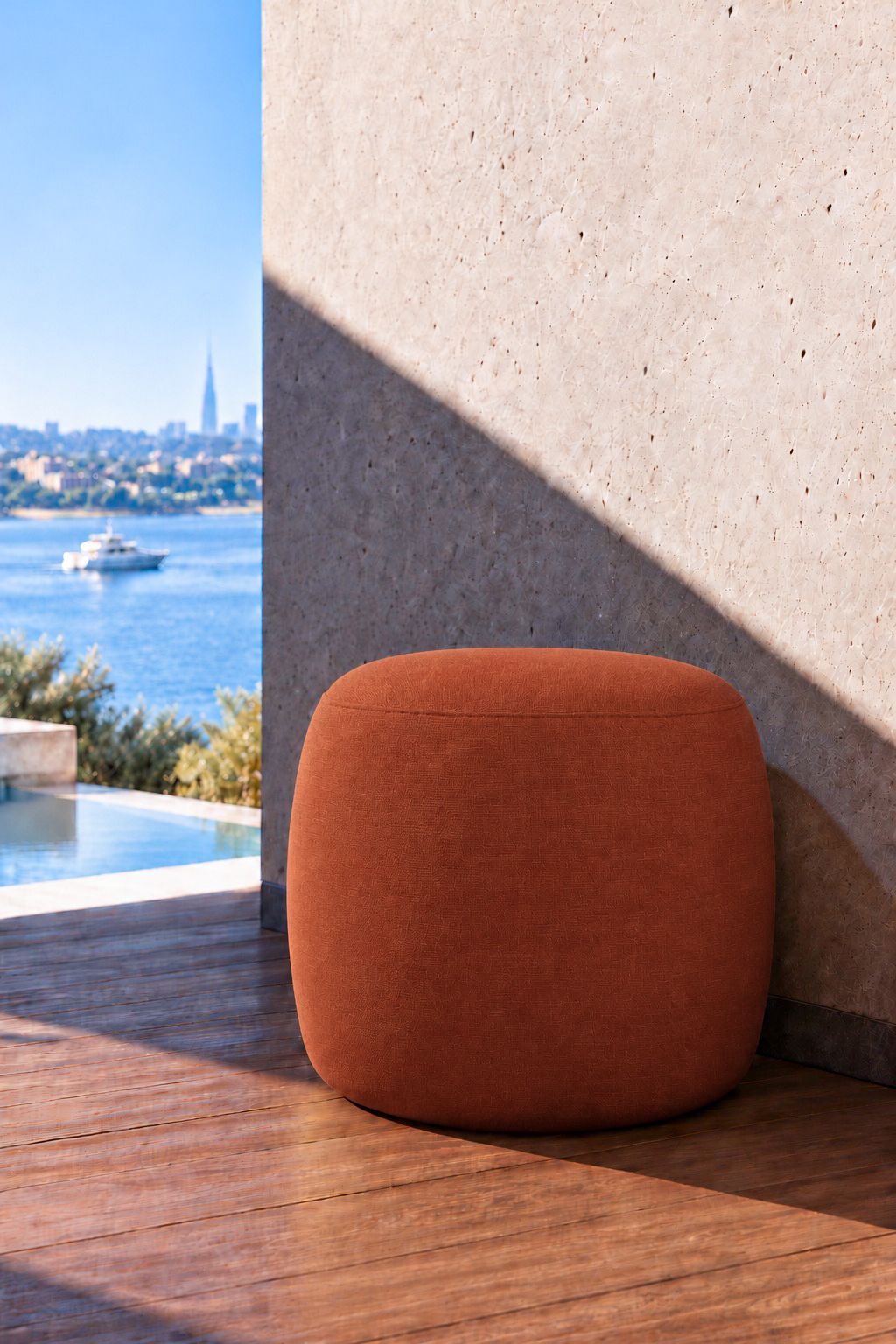 Avyren Burnt Terracotta Outdoor Pouf