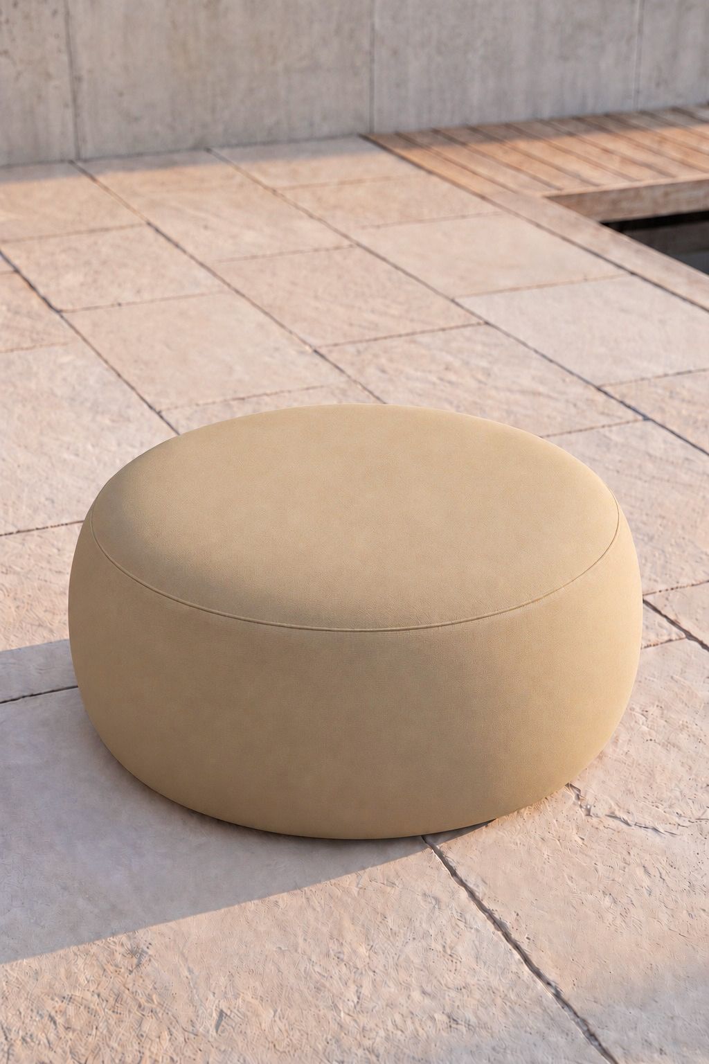 Avyren Sand Beige Outdoor Ottoman