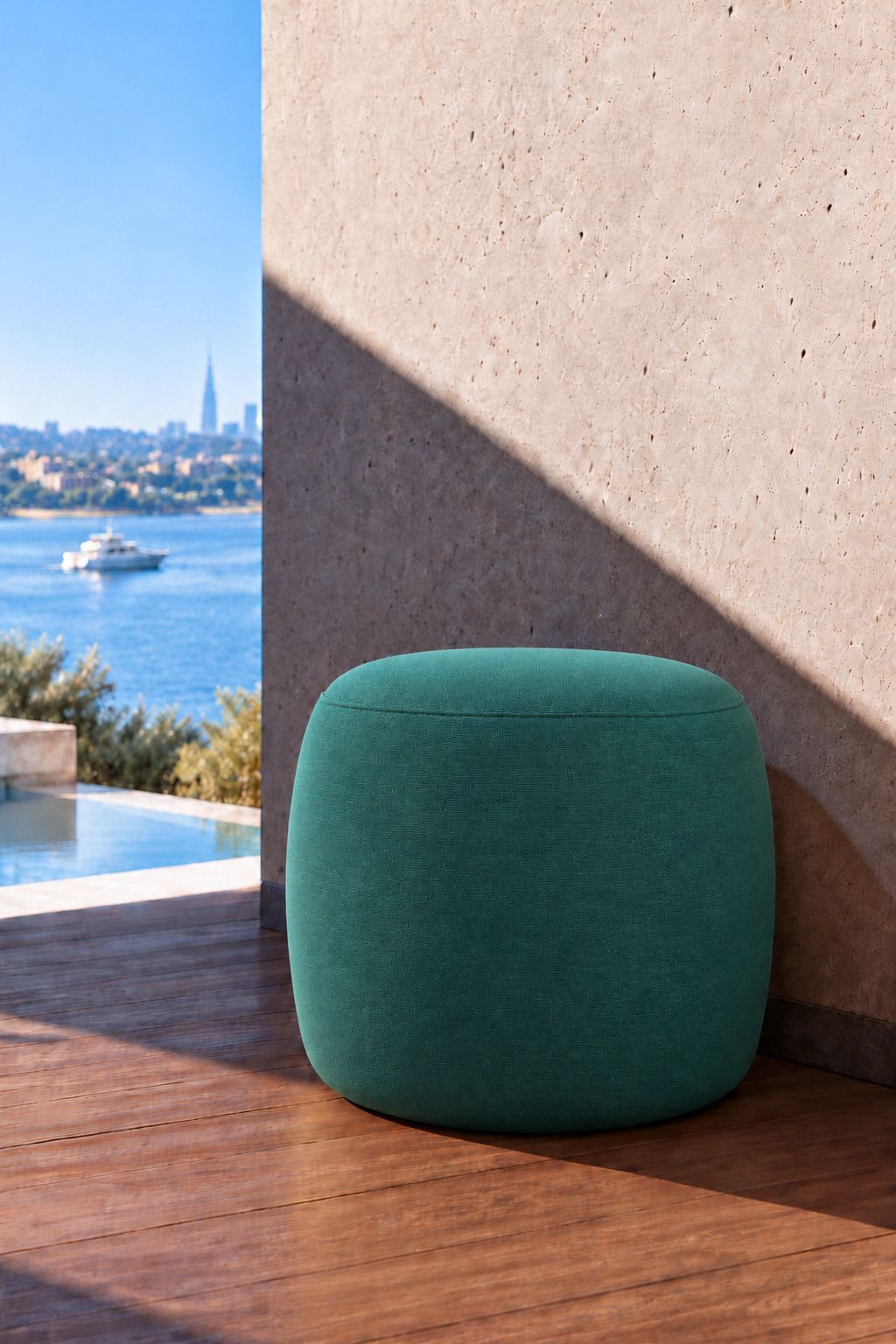 Avyren Teal Green Outdoor Pouf