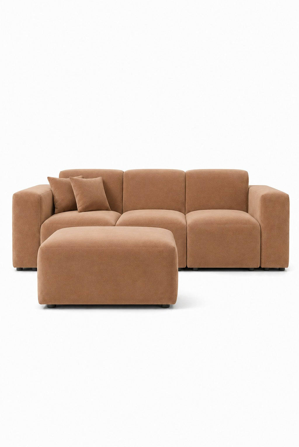 Aysun Camel Brown Modular Sofa with Ottoman