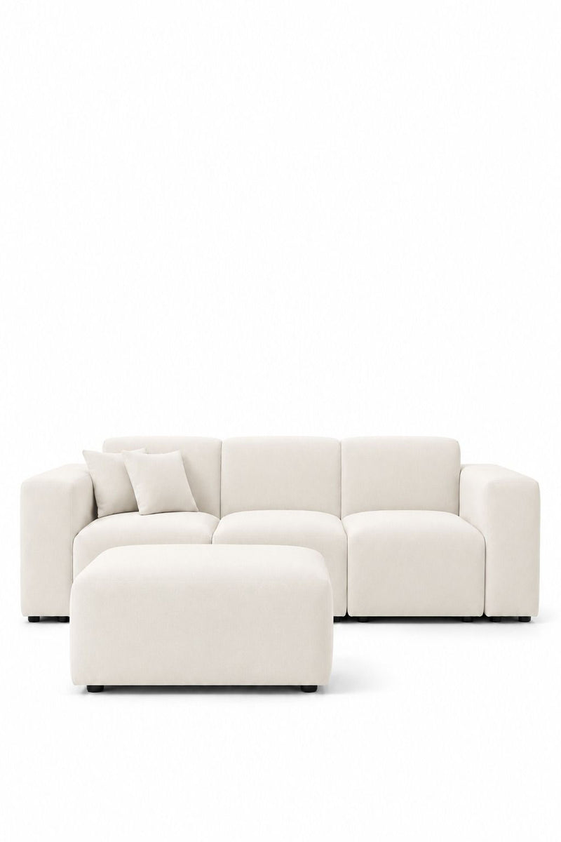 Aysun Ivory Modular Sofa with Ottoman for Flexible Living Rooms – Homekode
