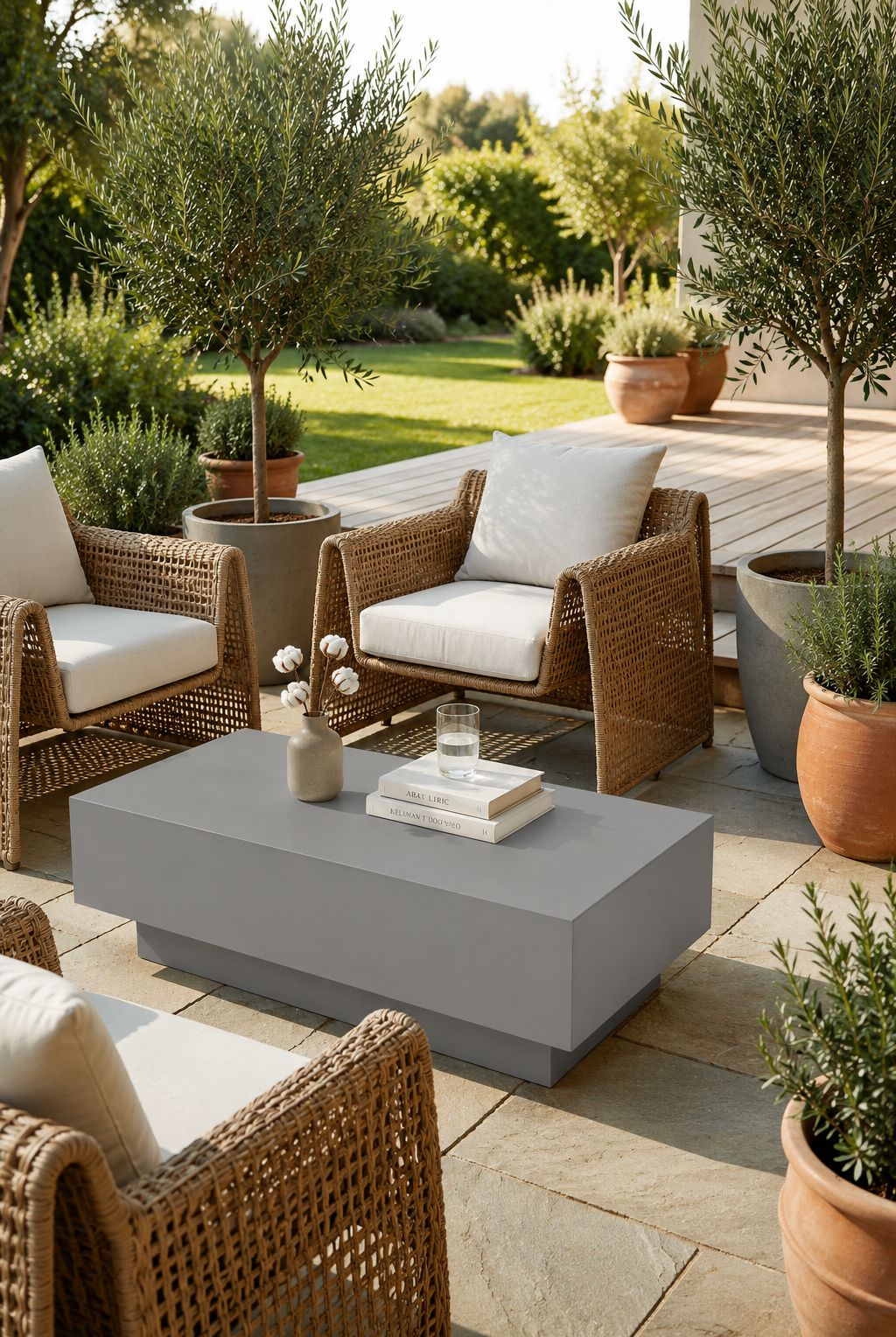 Azalea Ash Grey Microconcrete Outdoor Coffee Table