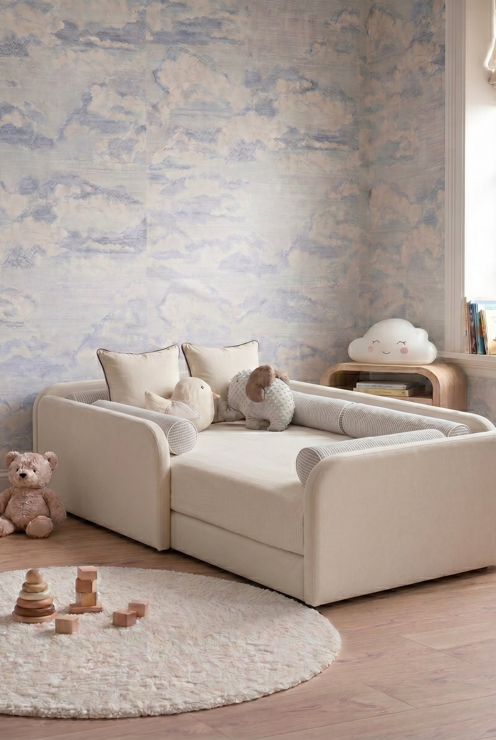 Bavo Kids' White Upholstered Toddler Bed