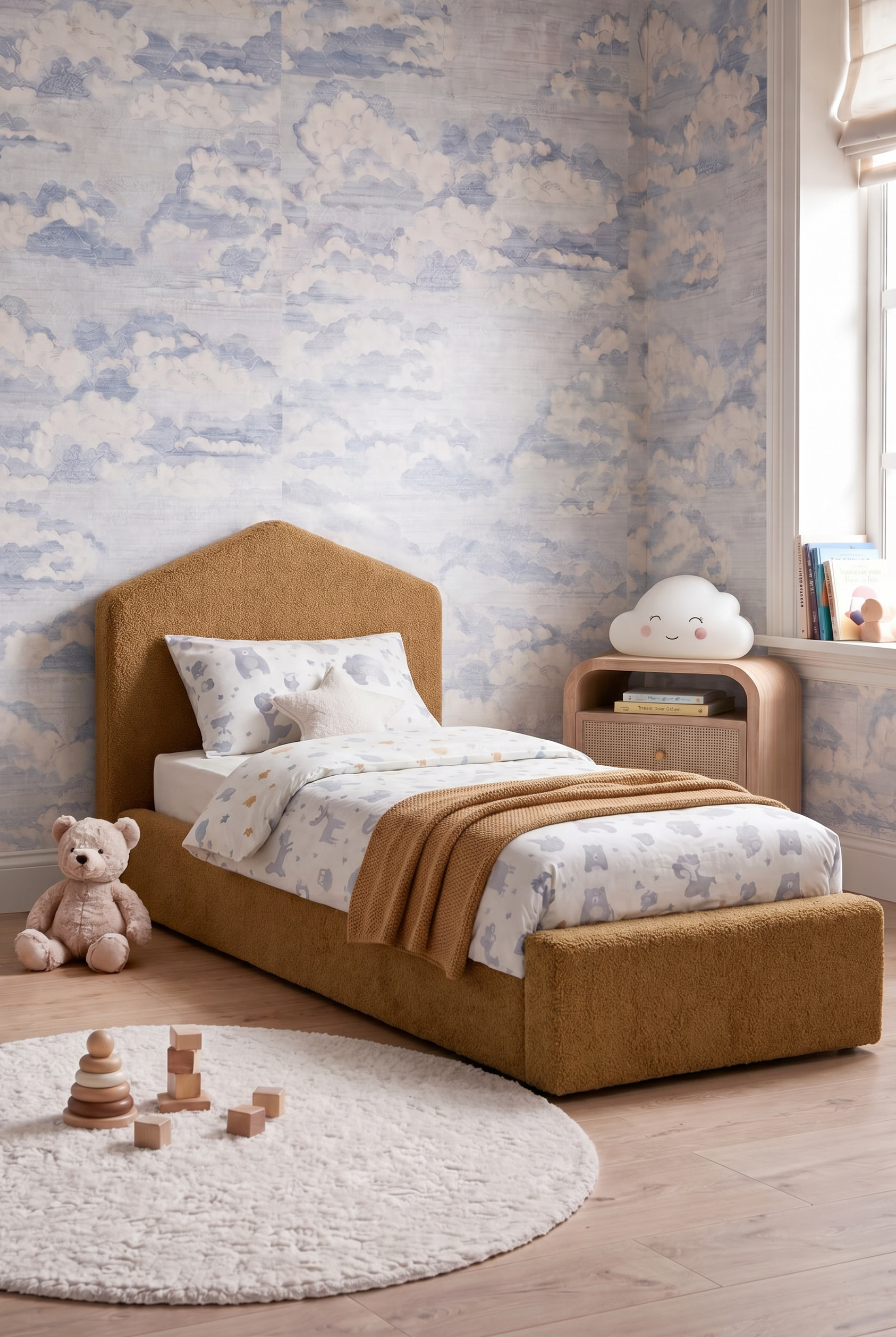 Bela Brown Teddy Fabric Kids Bed