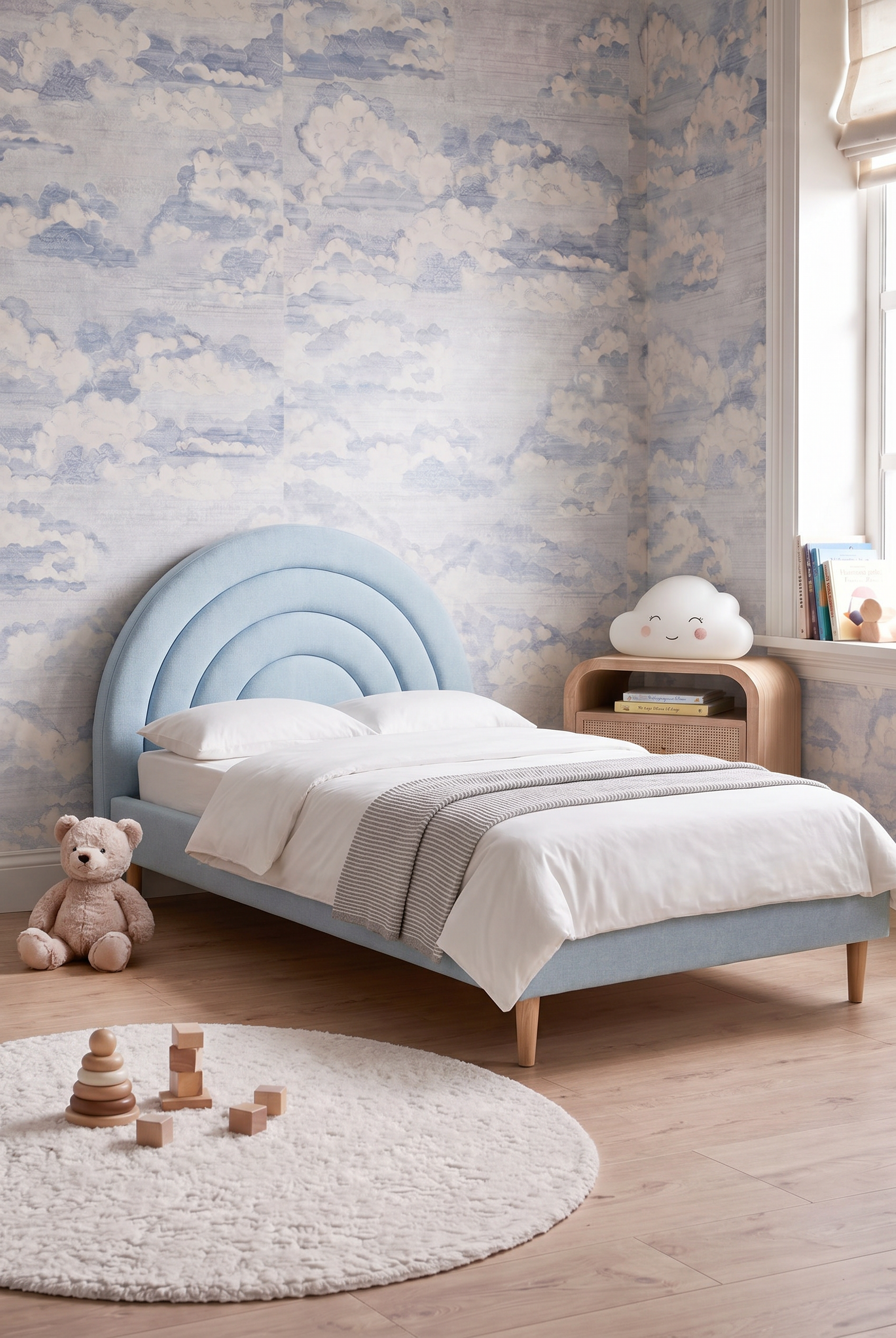 Belo Kids' Blue Upholstered Bed