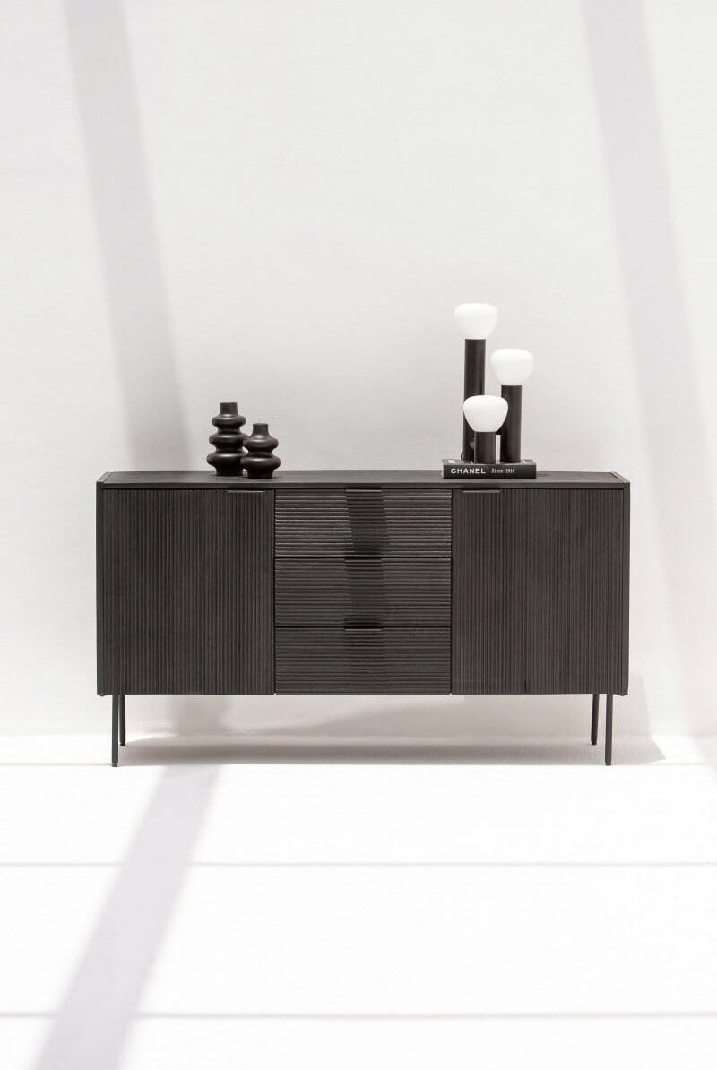 Adriana Black 3 Drawers & 2 Doors Sideboard