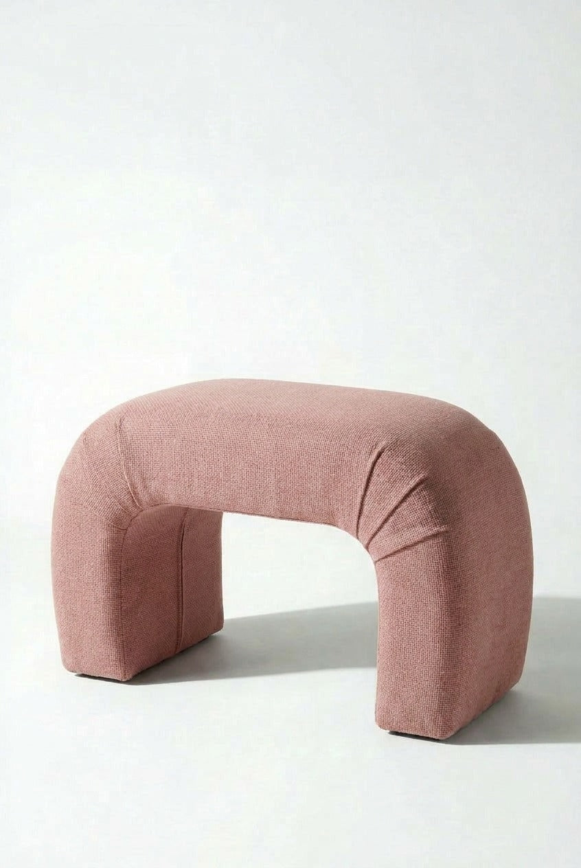 Bram Mink Blush Arch Pouf Ottoman