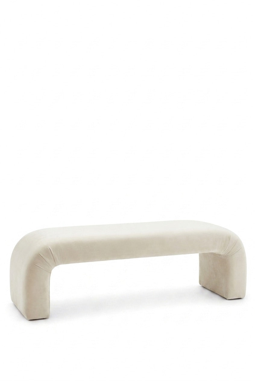 Bram Off White Velvet Arch Bench