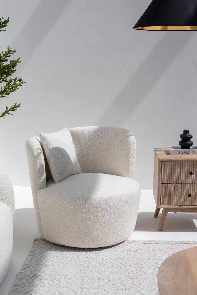 Bronte Off White Swivel Sofa Chair