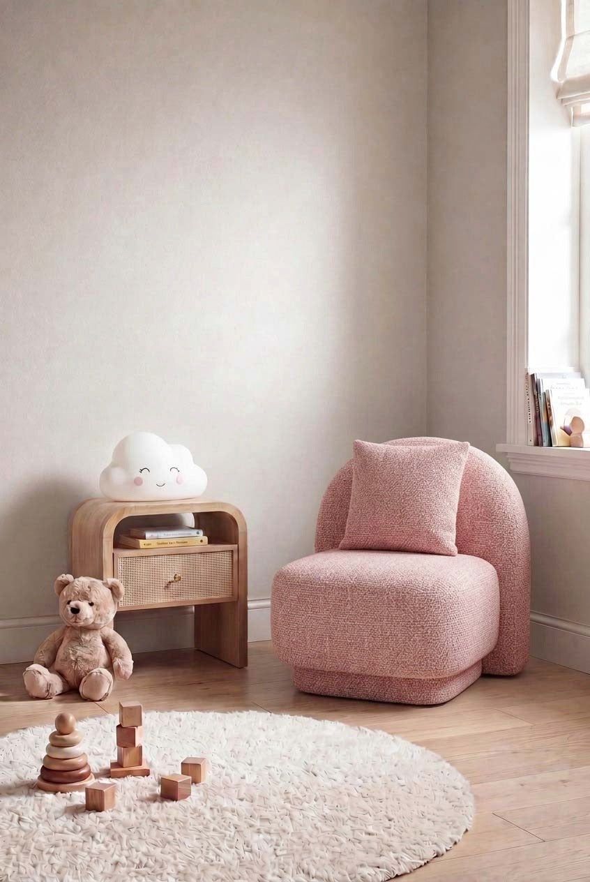Caressa Mink Blush Kids Lounge Chair