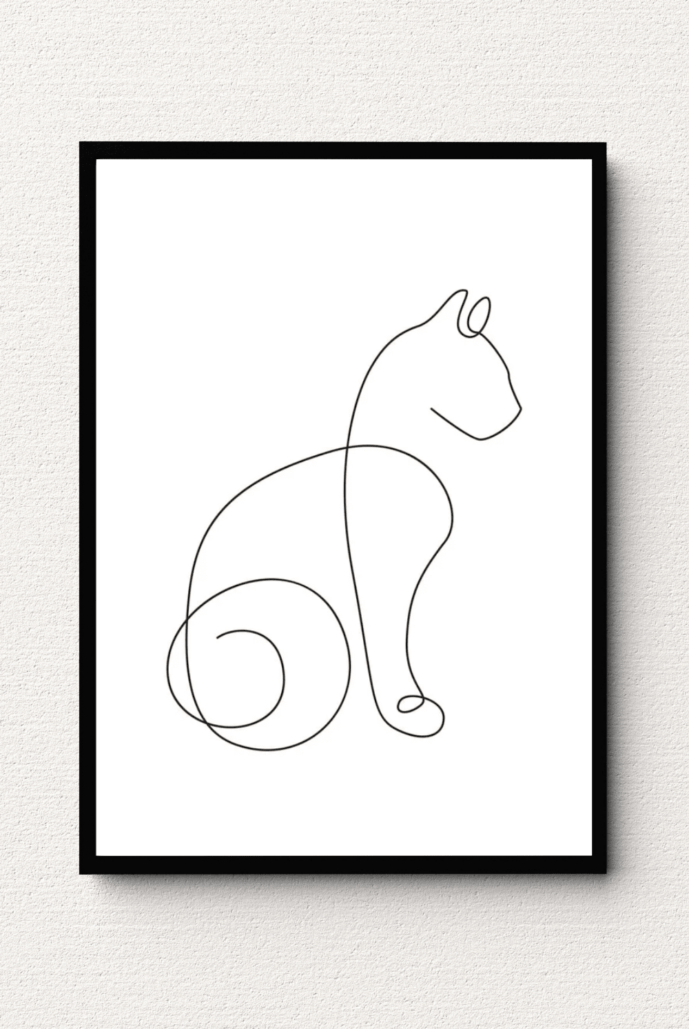 Cat Sitting Continuous Line Wall Art