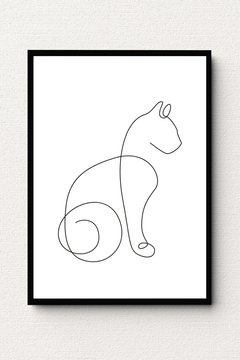 Cat Sitting Continuous Line Wall Art