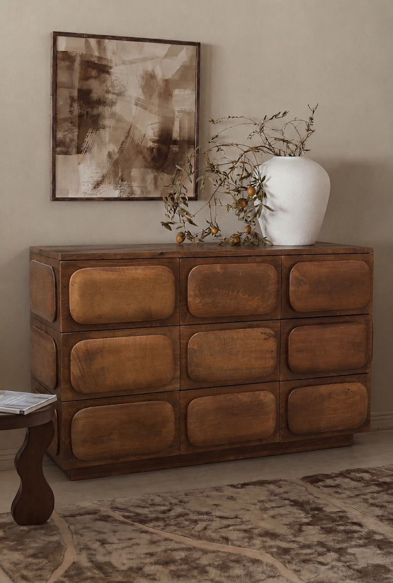 mango wood dresser Cavreno with 9 Drawer Fronts and Storage – Homekode French office dress Furniture of America Christie Dresser Dimensions Sole Style:Bricklayer (+$25)