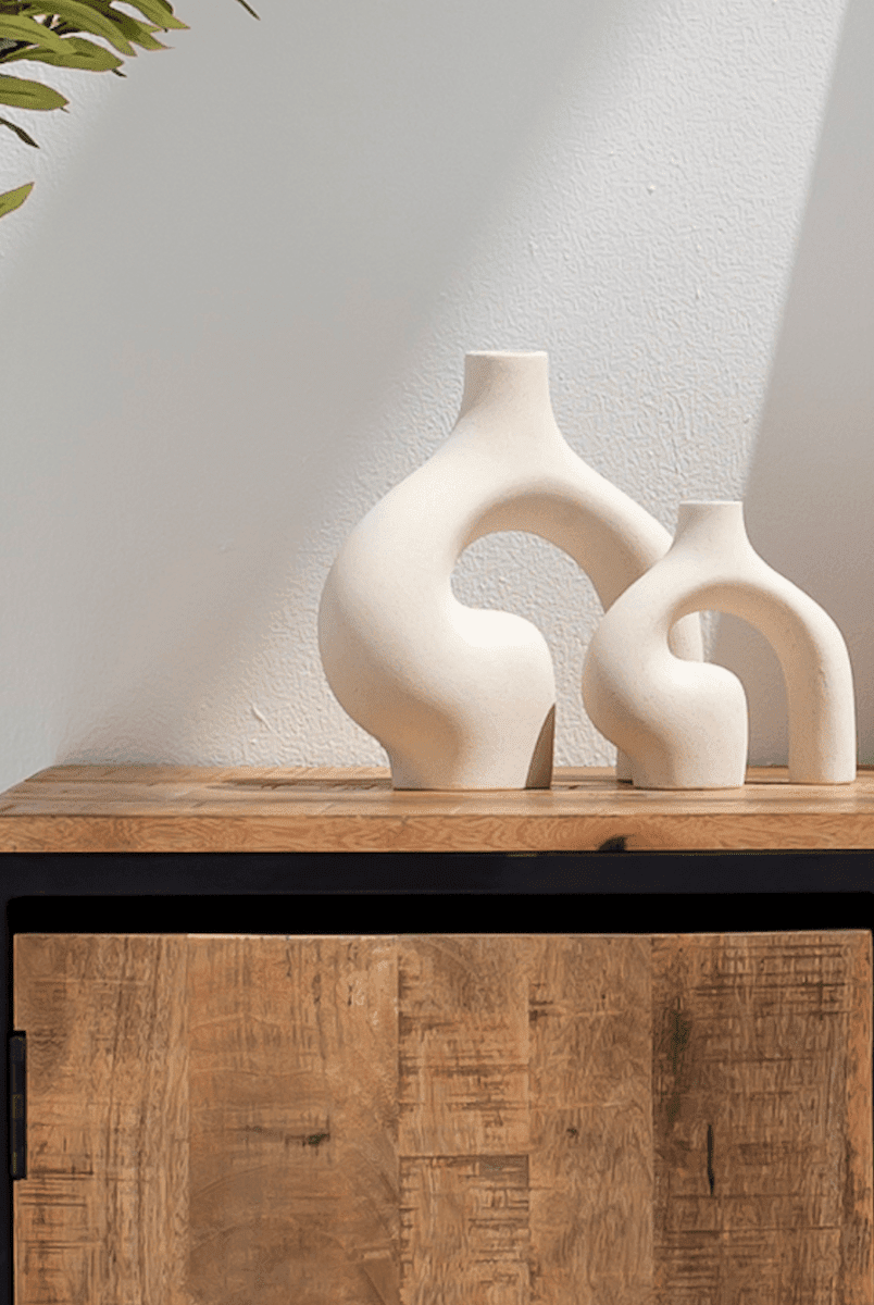 Ceramic Distorted Geometry Vase (Set of 2)