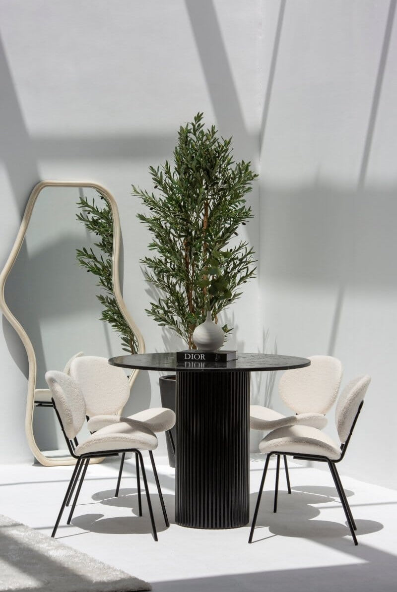 Cornelia Black Marquina Marble Dining Table (3 Base Colors) 100CM Length x 100CM Width x 75CM Height Black