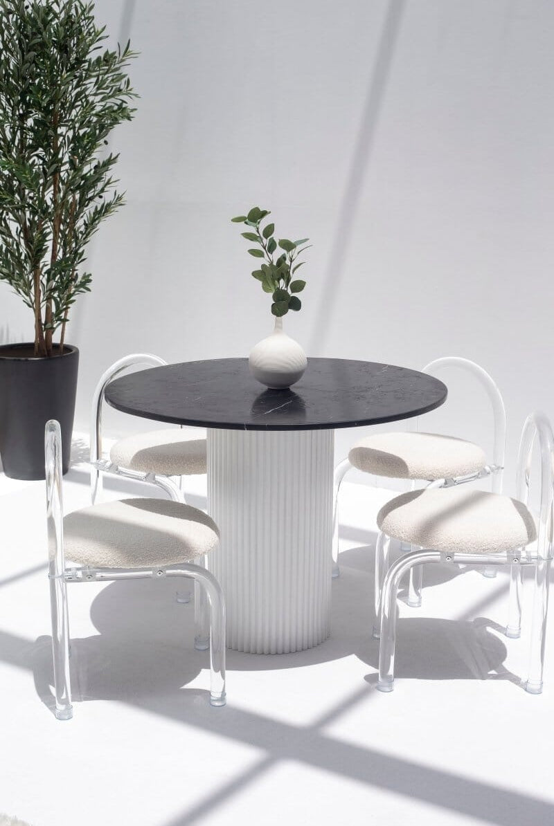 Cornelia Marquina Marble Dining Table (3 Base Colors)