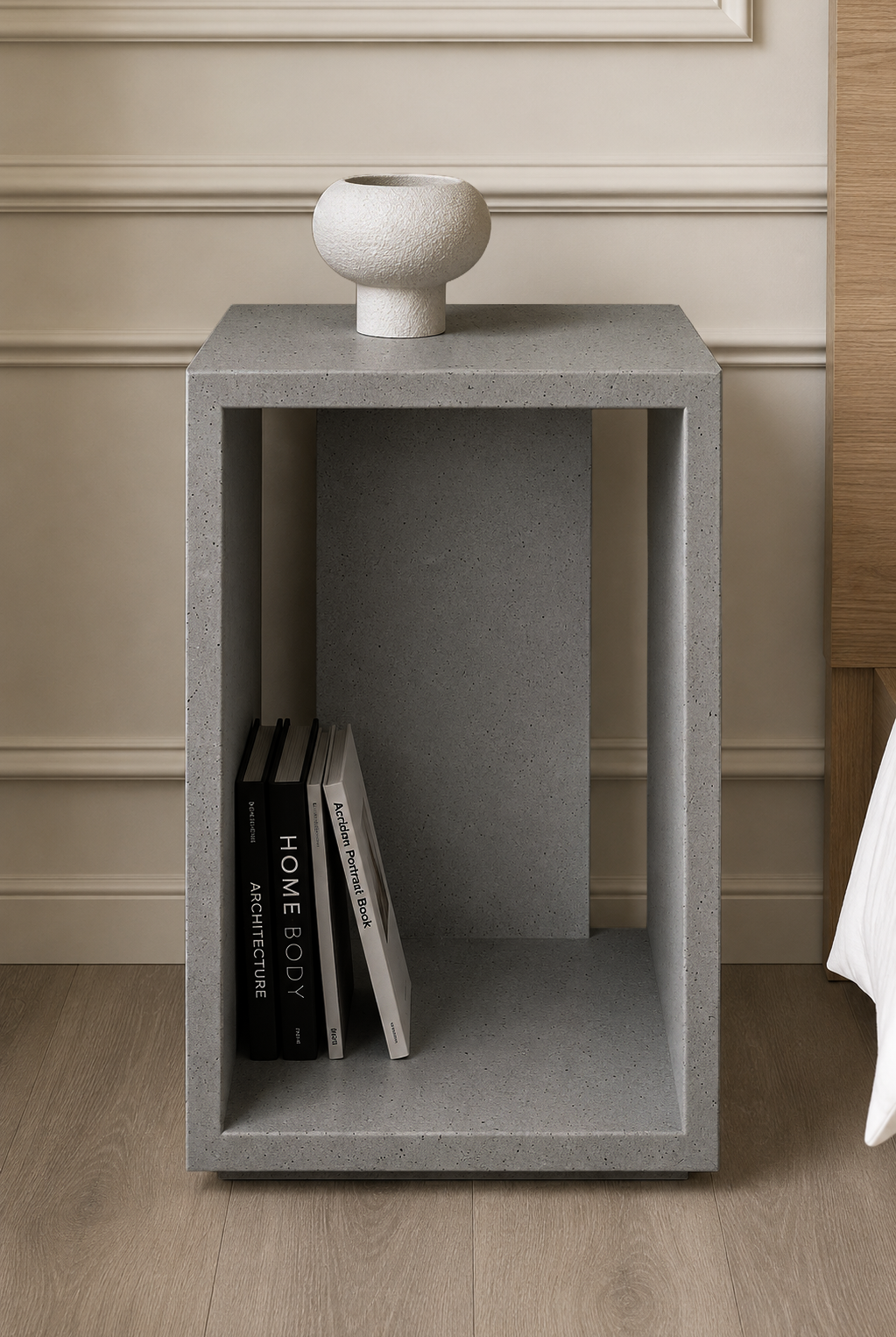 Corvin Ash Grey Speckled Microconcrete Side Table