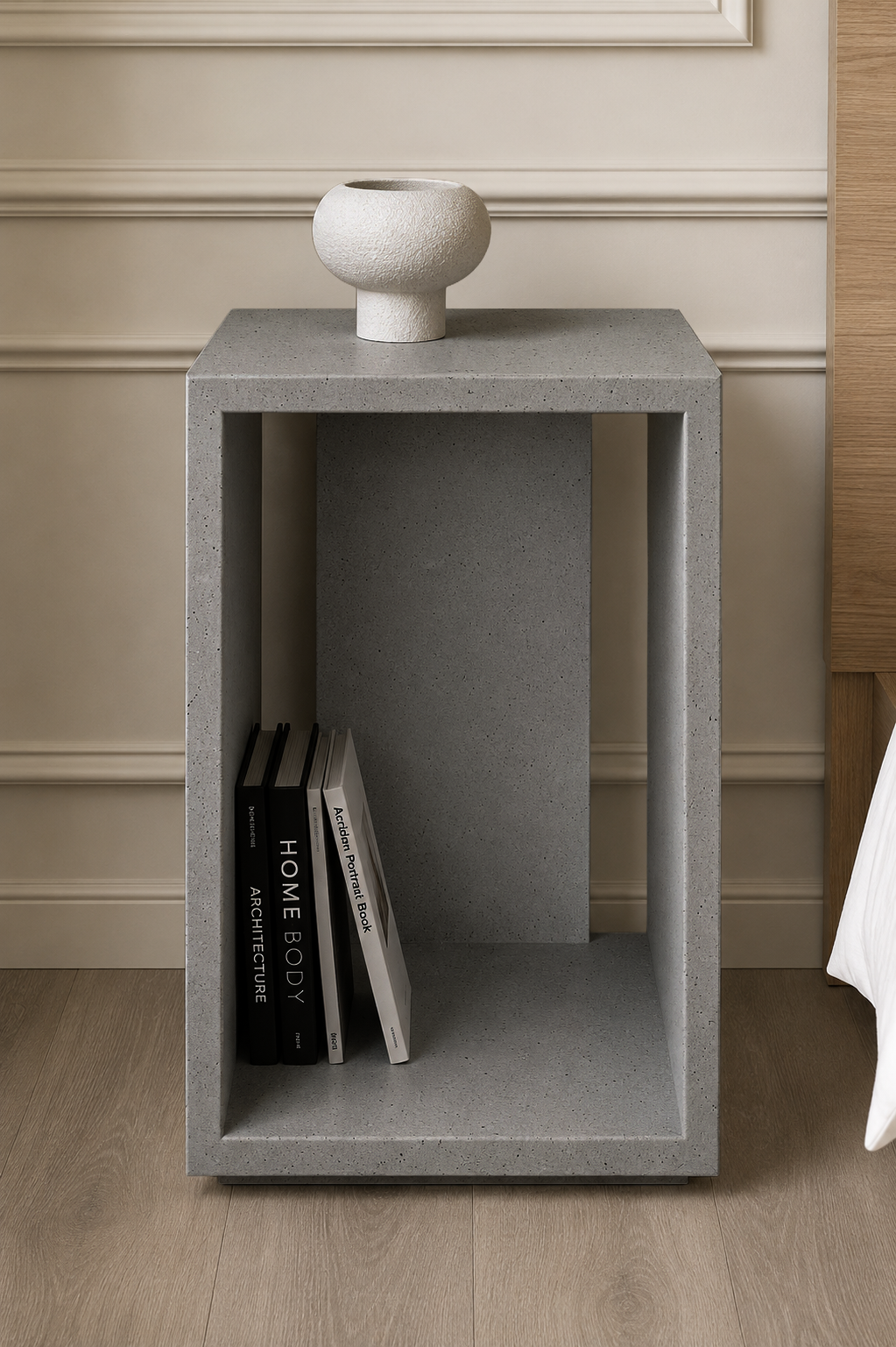 Corvin Ash Grey Speckled Microconcrete Side Table