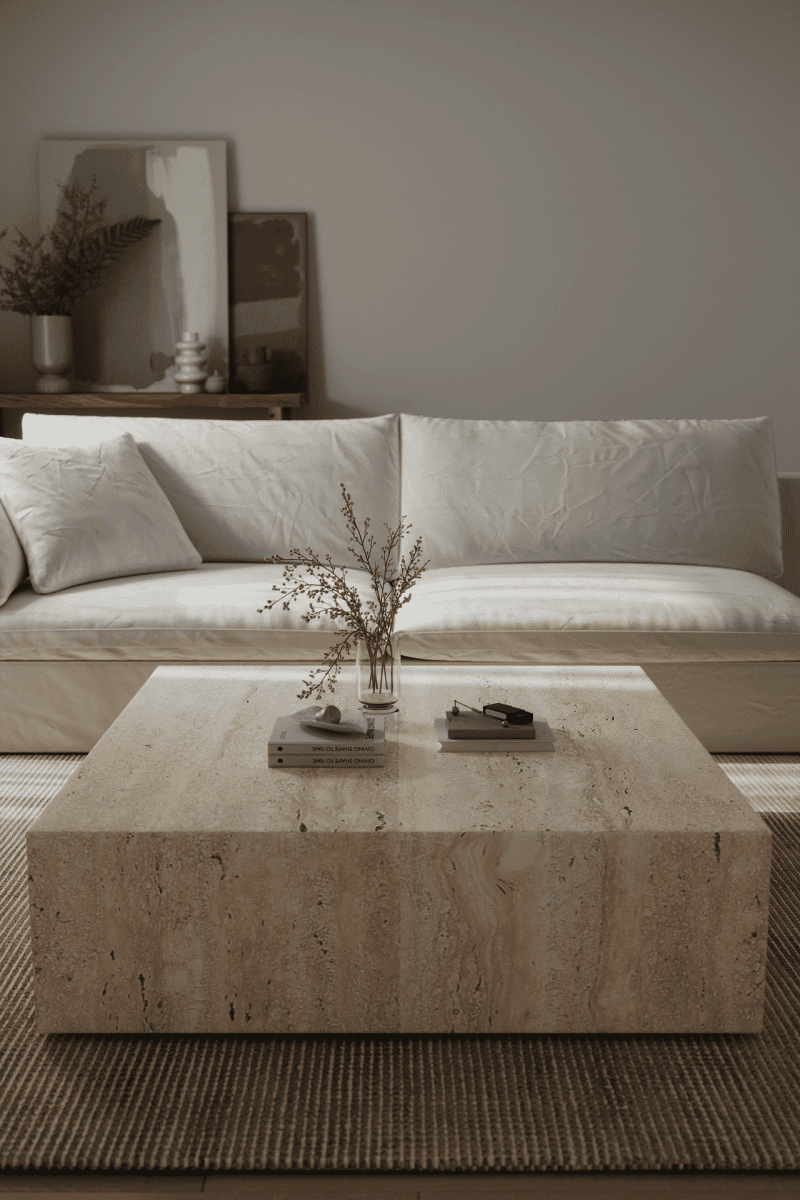 Felicity Square Cube Travertine Coffee Table Homekode