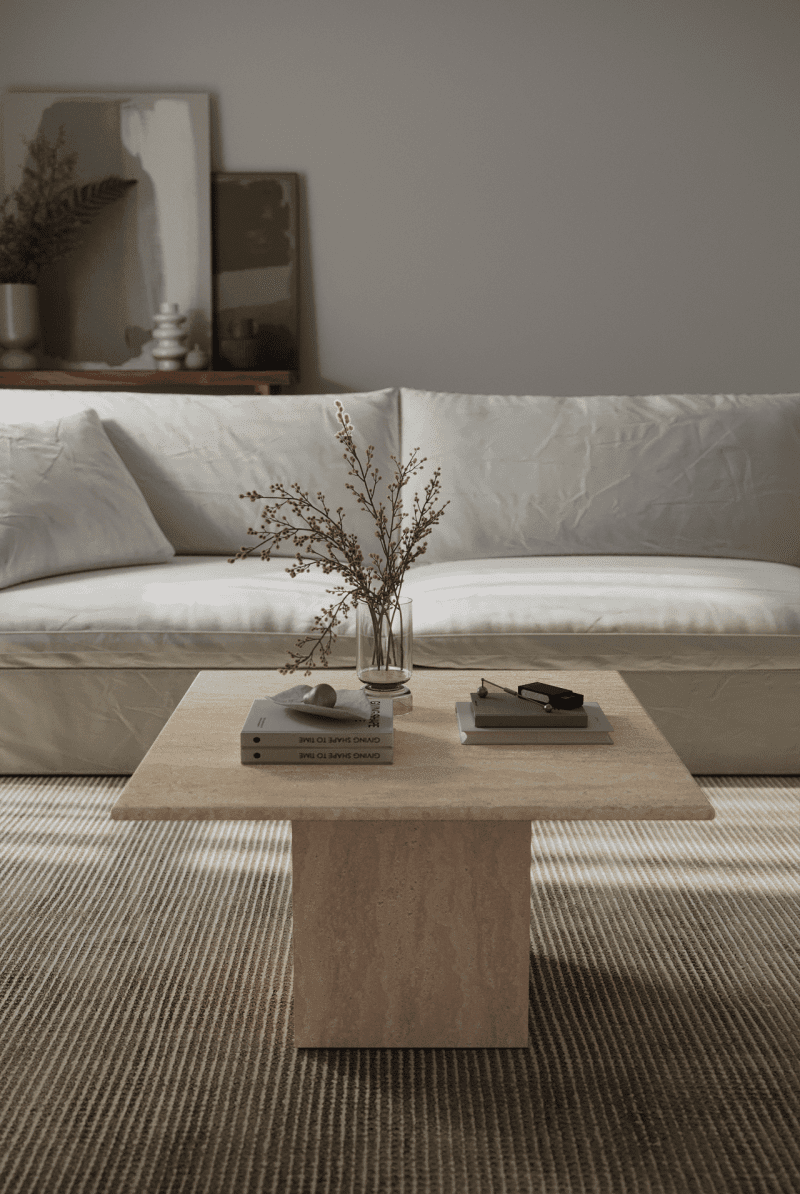 Travertine Square Rounded Corner Coffee Table (5 Sizes) Coffee Tables