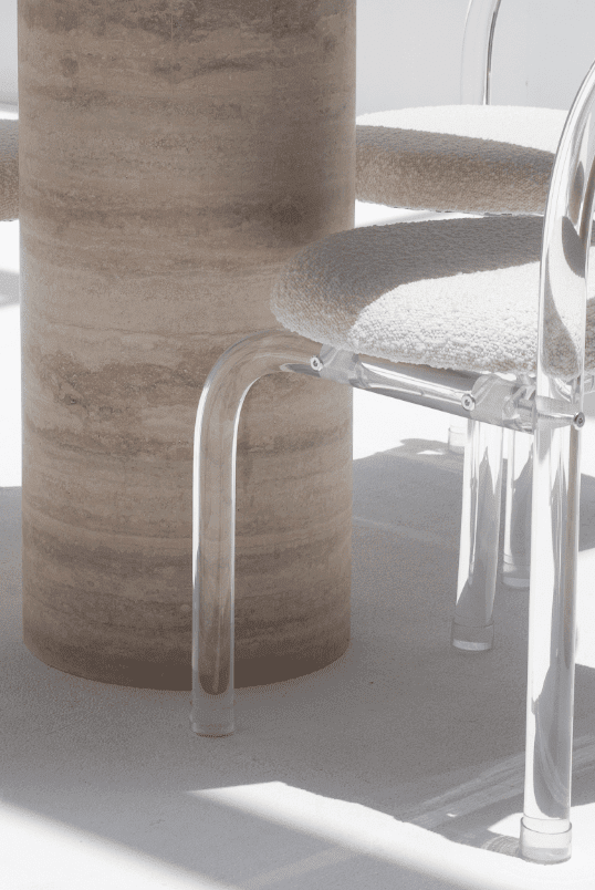 Irene Black Marquina Marble Dining Table with Travertine Base (2 Sizes)