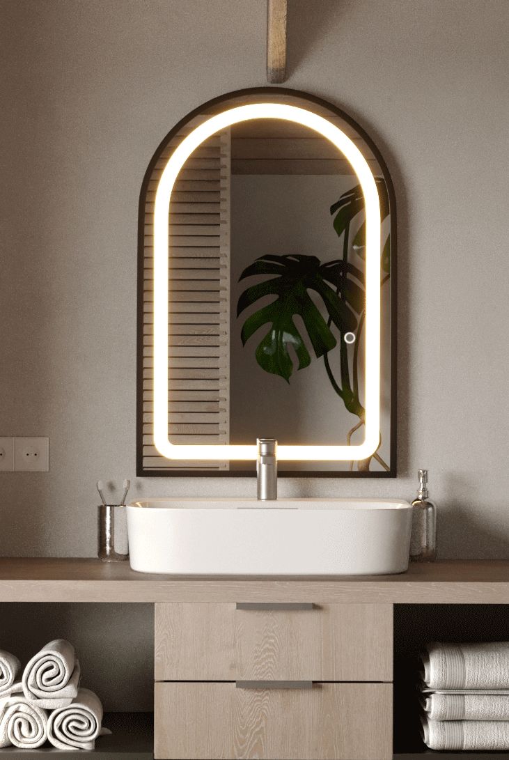 Delisse Black Arch Wall Mirror with LED Light