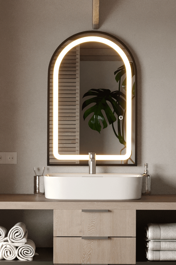 Delisse Black Arch Wall Mirror with LED Light