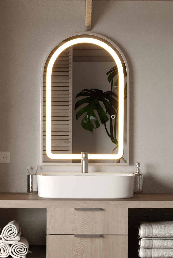 Delisse Silver Arch Wall Mirror with LED Light