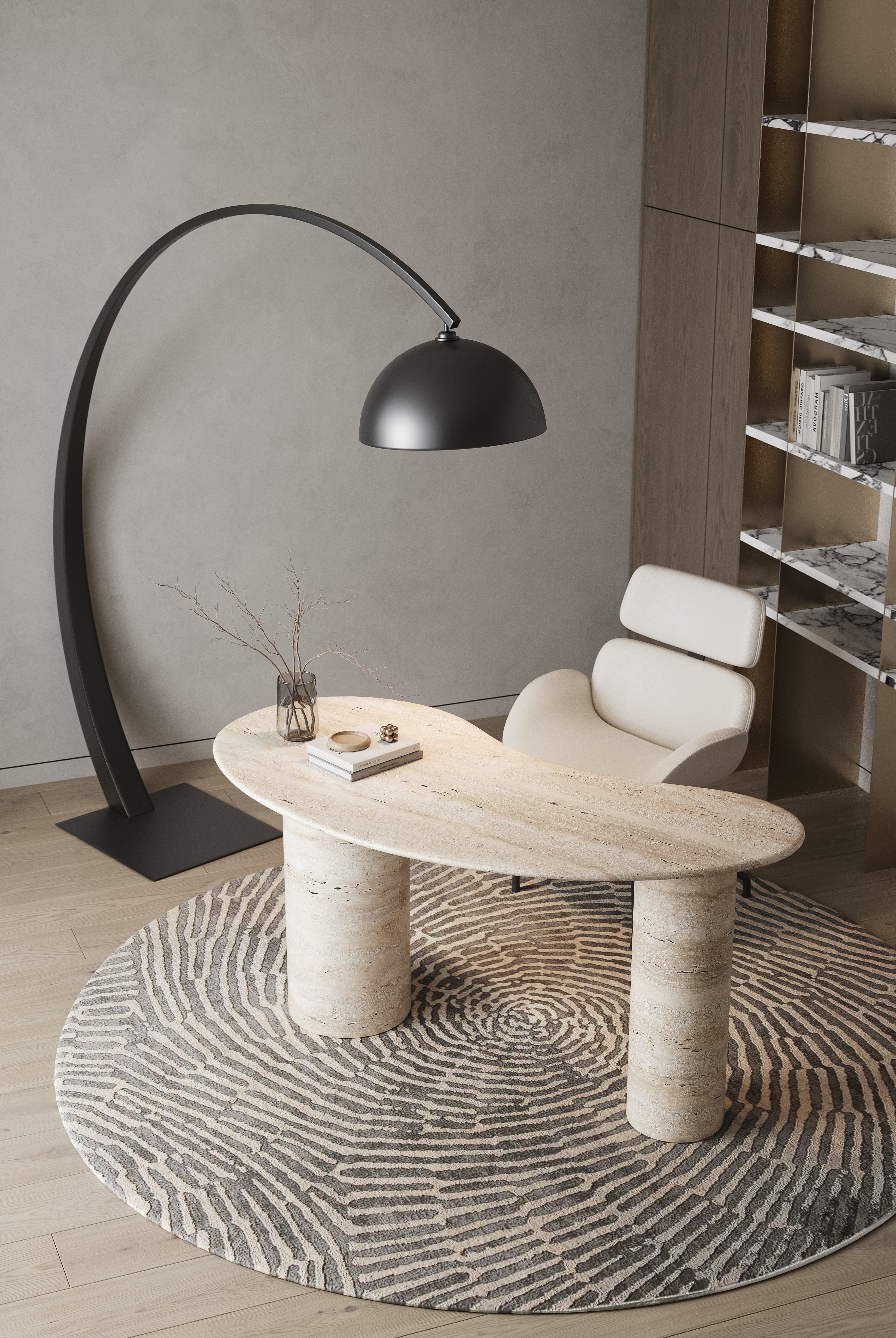 Darcia Irregular Top Travertine Desk